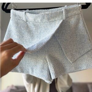 Zara Light Blue/White Tweed Skort (Skirt)